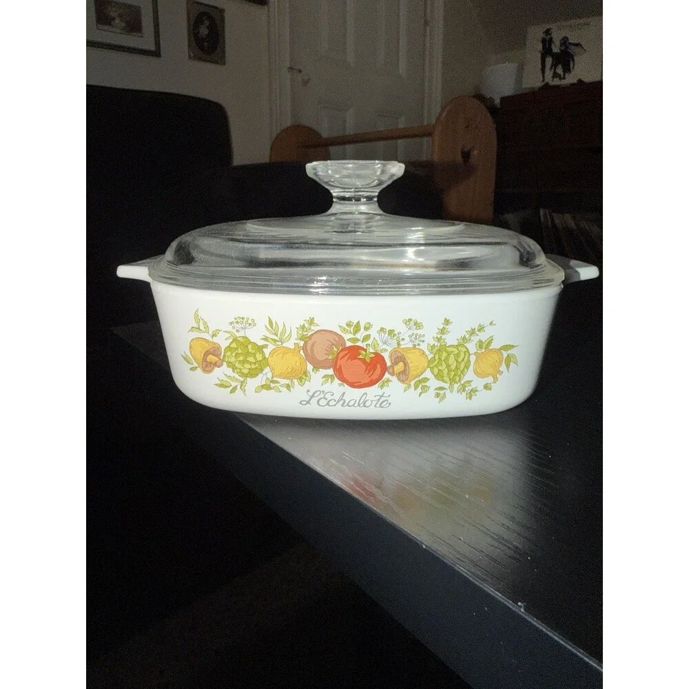Vintage Corning Ware Spice of Life L’Echalote A-1-B 1 Qt w/ Pyrex Lid